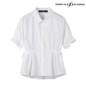 [나인식스뉴욕(영캐릭터)]사이드 리본 끈 소매 밴딩 반팔 블라우스 (NO2BA015L0)