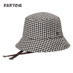 [팬텀] 여성 체크 트위드 리본 버킷햇 221D3CP188_BR