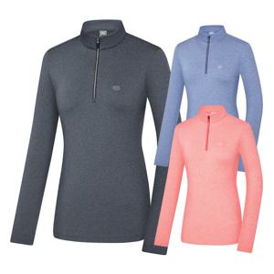 콜핑 2103TK420W 멜란지 투톤 반폴라 여자 가을 집업 티셔츠