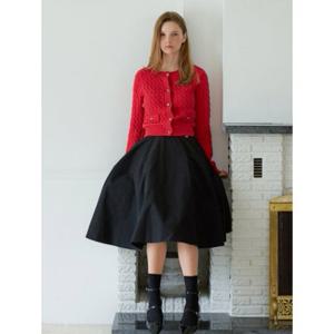 올리브데올리브 가죽 배색 A라인 플레어 스커트 OW4AS828