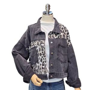 [포커스]레오파드 배색 데님 자켓 (FF4H3JK3020)