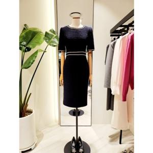 [모조에스핀] 라인 배색 트위드 네이비 원피스 (J252MSE932)