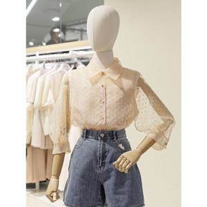 SOUP 숲 퍼프소매 시스루 카라 블라우스 (SB4LSM1)