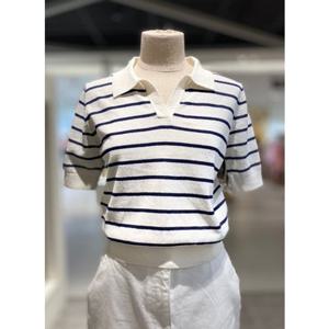 [올리브데올리브] OK5MP476 스트라이프 V넥 오픈카라 니트