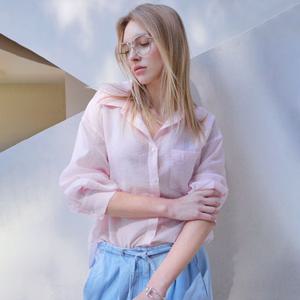 [코데즈컴바인] 쉬어 스트라이프 조직 뒤 맞턱 셔츠 (CKB-SH511W5)