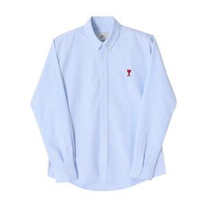 AMI BFUSH063 CO0031 450 아미 드 꾀흐 스몰 하트 로고 옥스포드 공용 셔츠