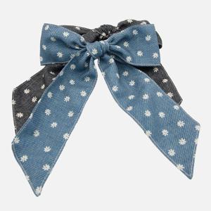 제이로렌 데님 플라워 빅 리본 자동핀 H01357