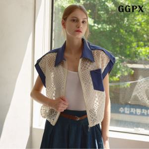 [GGPX]데님매쉬자수 크롭 자켓 (GPBJK017D)