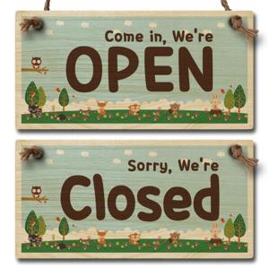 아트박스/뭉키데코 나무 오픈클로즈 양면 우드 팻말 안내판 표지