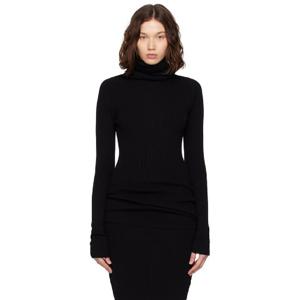 릭오웬스 터틀넥 블랙 콘코르디안 골지 니트 튜브 터틀넥 탑 252232F099006