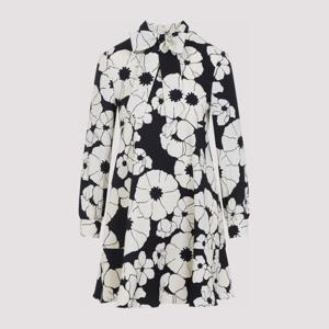 셀린느 블랙 화이트 플로럴 보우 미니 원피스 RR05H0O84 12NC