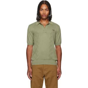 26 SS 프레드페리 남성 그린 포인텔 패턴 니트 폴로 셔츠 252719M212018