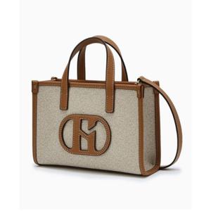 [헤지스ACC] H소가죽 패치 베이지 미니 토트 겸 크로스백 S HIBA5F106I2