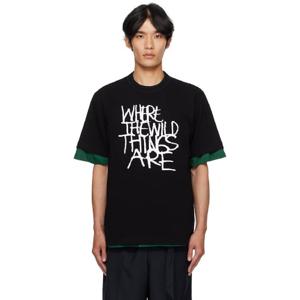 사카이 티셔츠 블랙 웨어 더 와일드 띵스 아 티셔츠 252445M213028