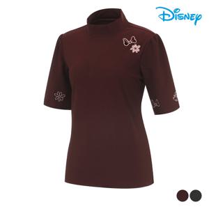 [디즈니골프]여성 자수 패치 아트웍 반팔 하이넥 하프넥 티셔츠 DM3LTS008