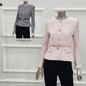 [미니멈]MD 트위드 체크 패턴 노카라 자켓  MD MMZAGWJ2990_CJ