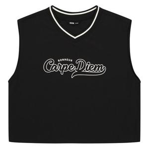 [소이]여아 레터링 브이넥 베스트 23F0785_BK