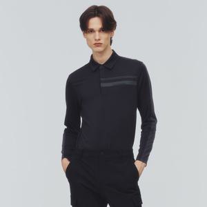 [링스본사] 남성 반전 블럭킹 카라 티셔츠 L11E3TO201_BK