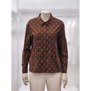 [프렐린]RBB253040 면 100% 플라워 프린트 가을 셔츠 블라우스