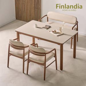 핀란디아 스터닝 세라믹 4인 식탁세트(의자2벤치1)