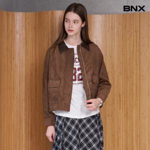 [비엔엑스]카라 배색 스웨이드 긴팔 자켓 (BX3JK004L0)