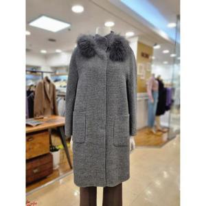 BCBG 세이브존02 폭스퍼 카라  체크코트 B4DAH823