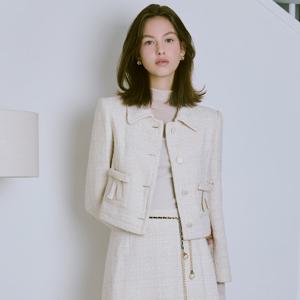 [SATIN] 리본 포인트 트위드 자켓 O254T101