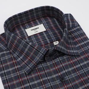 [레노마셔츠] RPFSG1-034NY 멀티 윈도우 변형 중간두께 기모체크남방[밑단일자]