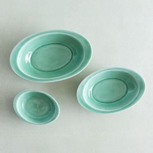 이천도자기 비취연 타원볼 접시 미니 17cm 그릇 식기 비취식기 비취그릇 비취한식기 타원찬기 타원식기 찬