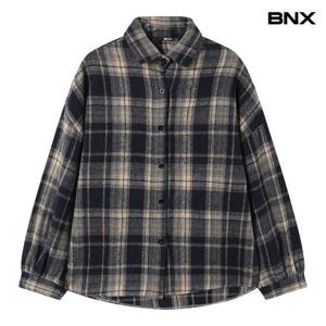 [비엔엑스]체크 카라 루즈핏 긴팔 셔츠 (BX4BL006L0)