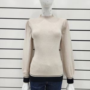 [베스띠벨리]반하이넥 보들 비솝소매 배색니트 ( BJUCX29490 )