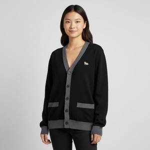 8% 메종키츠네24SS MM00505KT1036 P199 베이비 폭스 남성 투톤 울 가디건 블랙