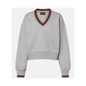 구찌 Web Stripe 코튼 블렌드 저지 스웨트셔츠 P01119130