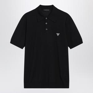 프라다 로고 자수 울 폴로 티셔츠 UMB2671ZLE F0008