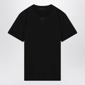프라다 로고 패치 크루넥 코튼 티셔츠 UJN979OOO11CD F0002