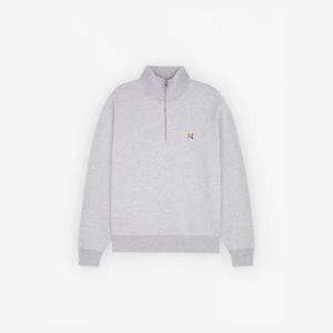 24FW 메종키츠네 폭스 헤드 패치 컴포트 하프 지퍼 맨투맨 라이트 그레이 멜란지 MM00314KM0001 H120