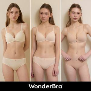 [Wonderbra] 아쿠아 V넥 노와이어 브라팬티 6종세트 크림+크림베이지+라이트베이지 WBW5M484950A_T