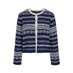 [제이제이 지고트]에스닉 자가드 패턴 골드버튼 가디건 GS2N1CD251