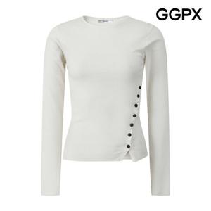 [지지피엑스]골지 사이드 블랙 버튼 티셔츠 GQ1TS013F