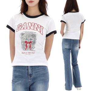 26SS 가니 키티 프린트 반팔 티셔츠 A1050030 151