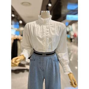 ab.fz 렌테 프릴넥 셔링 코튼 블라우스 (ABXA5HB01G) US