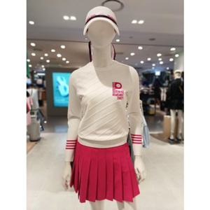 [파리게이츠] 26SS봄 여성 사선 조직 배색 포인트 라운드 니트 (521F1SR304WH)