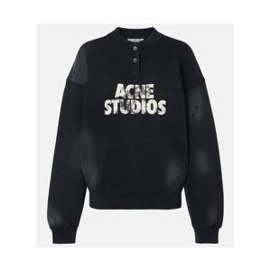 아크네 디스트레스드 로고 코튼 플리스 스웨트셔츠 P01145270