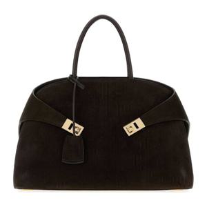 페라가모 스웨이드 코듀로이 미디엄 허그 핸드백 215921785776