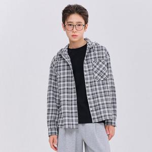 [오션스카이]공용 체크 후드 셔츠자켓-FBJB5422C03
