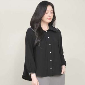 애비뉴투지 엄마옷 스칼럽 플랫 카라 핀턱 봄 가을 루즈핏 블라우스 B02615