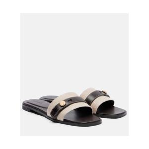 토리버치 Romy 캔버스 레더 슬라이드 P01156079