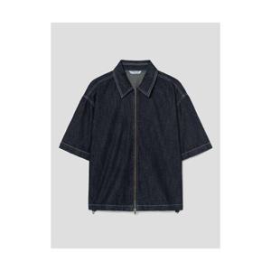 에잇세컨즈 8SECONDS 집업 반소매 데님 셔츠 네이비 425465LP7R 405781