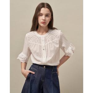 [올리비아로렌]아일렛 펀칭 블라우스_VVCNS5M4351