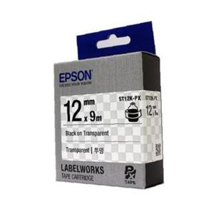 엡손 라벨테이프 ST12K-PX 투명 네임스티커/12mmx9M 검정글씨 (1개)